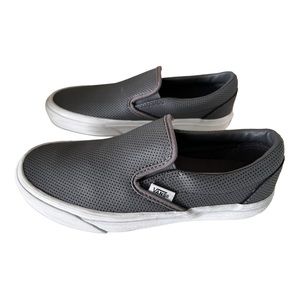 Vans Slip-On Grey Leather Shoes Women's Size 6